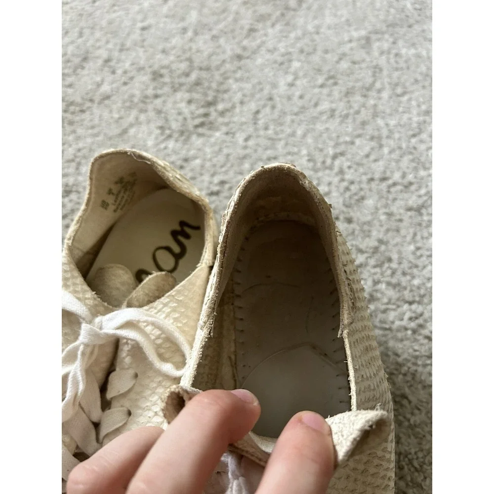 Pippy Snakeskin-Embossed Leather Platform Sneakers Sam Edelman Sz‎ 8